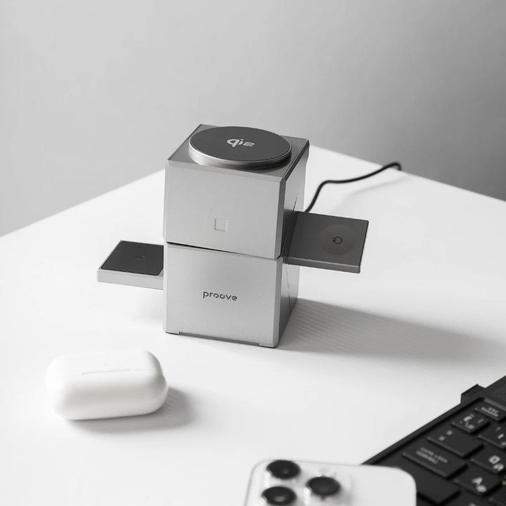 Qi2 3-in-1 wireless charger with rotating base for iPhone / AirPods / iWatch - Fast charging