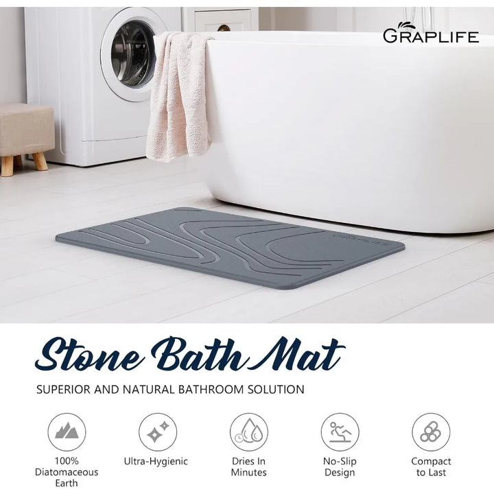 Stone Bath Mat – Diatomaceous Earth, Quick-Dry & Non-Slip Design