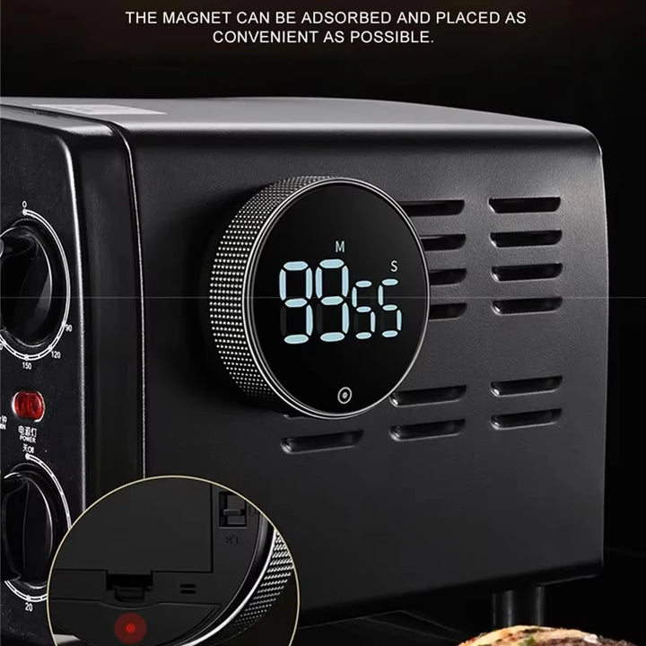 Magnetic Digital Timer – LED Display with Rotary Control for Cooking & Work