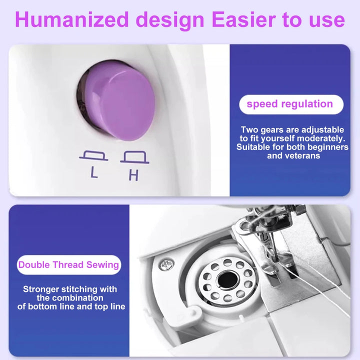 Compact Sewing Machine 202 – With Built-In Light, Cutter & Foot Pedal