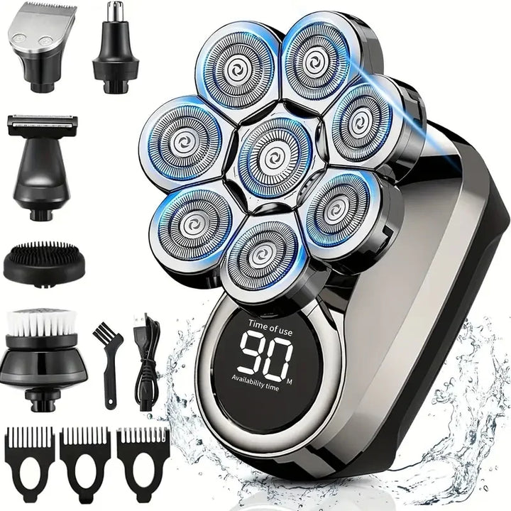 Waterproof 9D Head Shaver – IPX7 Rotary Electric Razor for Bald Men