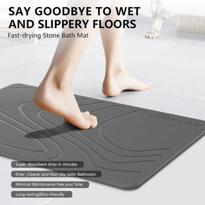 Stone Bath Mat – Diatomaceous Earth, Quick-Dry & Non-Slip Design
