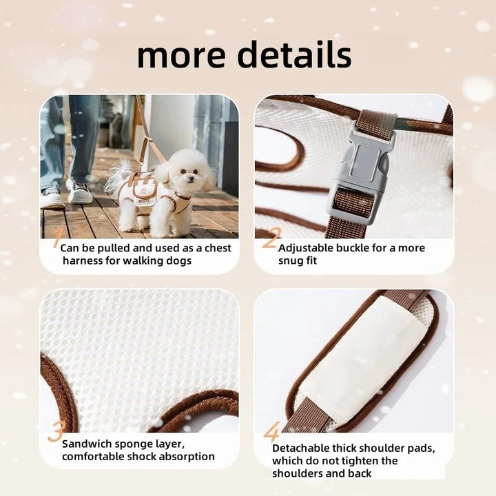 Portable Dog Backpack – Double-Shoulder Pet Carrier with Crossbody Strap