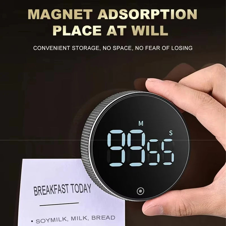 Magnetic Digital Timer – LED Display with Rotary Control for Cooking & Work