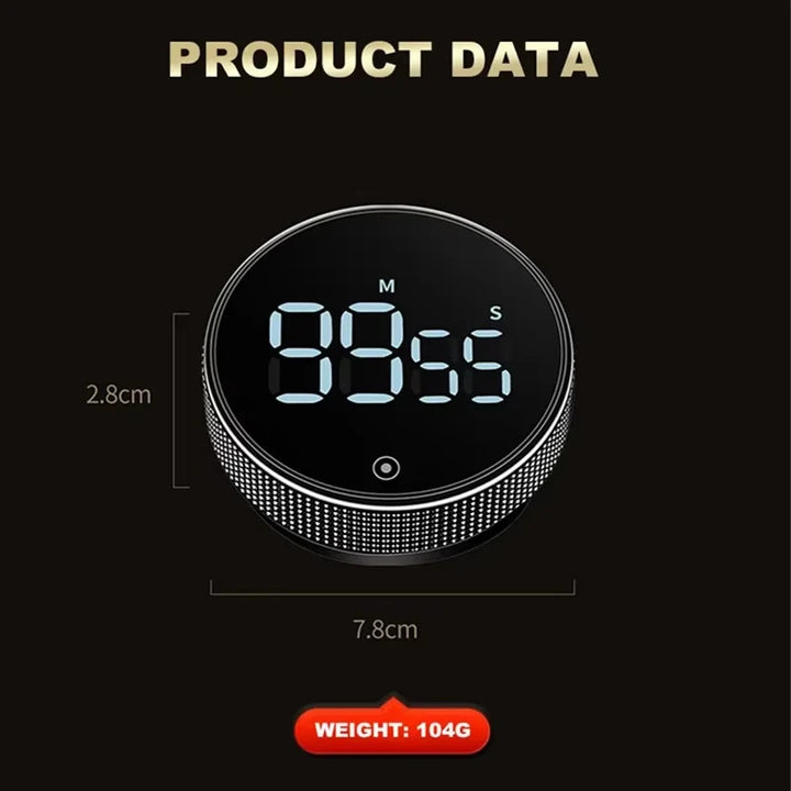 Magnetic Digital Timer – LED Display with Rotary Control for Cooking & Work