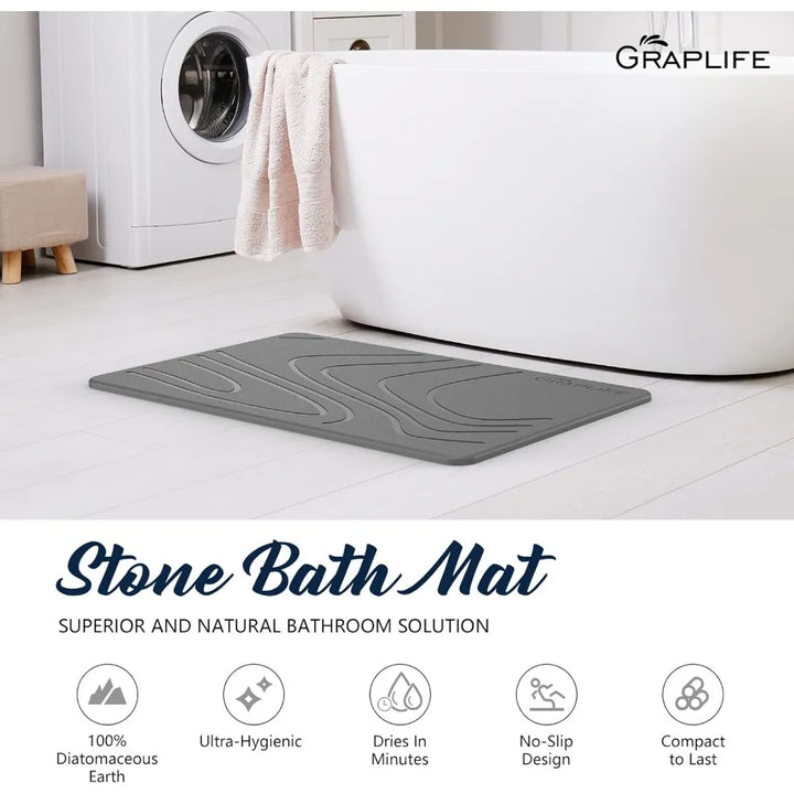 Stone Bath Mat – Diatomaceous Earth, Quick-Dry & Non-Slip Design