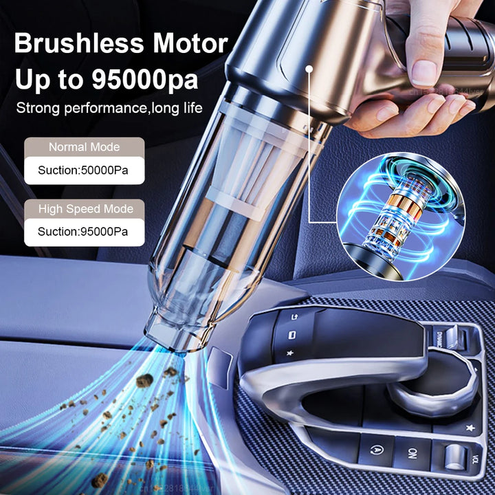 Portable Wireless Car Vacuum – 4-in-1 Handheld Cleaner for Home & Auto
