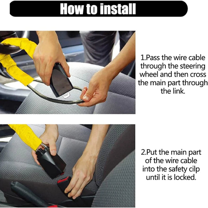 Anti-Theft Car Lock – Steel Steering Wheel & Seat Belt Security for Cars & SUVs