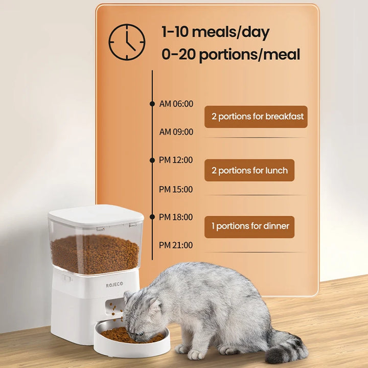 ROJECO Automatic Pet Feeder – Smart Food Dispenser for Cats & Dogs