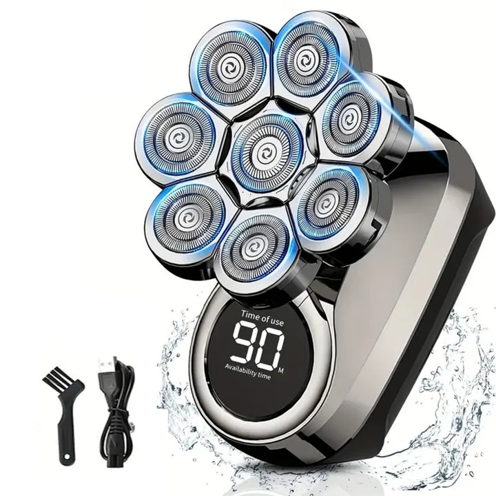 Waterproof 9D Head Shaver – IPX7 Rotary Electric Razor for Bald Men