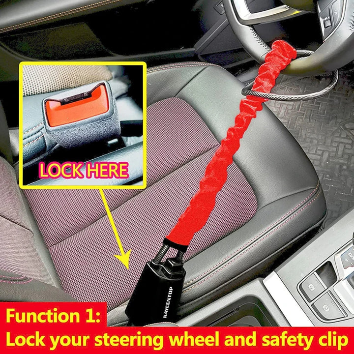 Anti-Theft Car Lock – Steel Steering Wheel & Seat Belt Security for Cars & SUVs